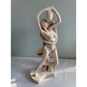 Abstract Art Mexico Nude Dance Couple Embrace Figure Decor Vintage Sculpture 14"